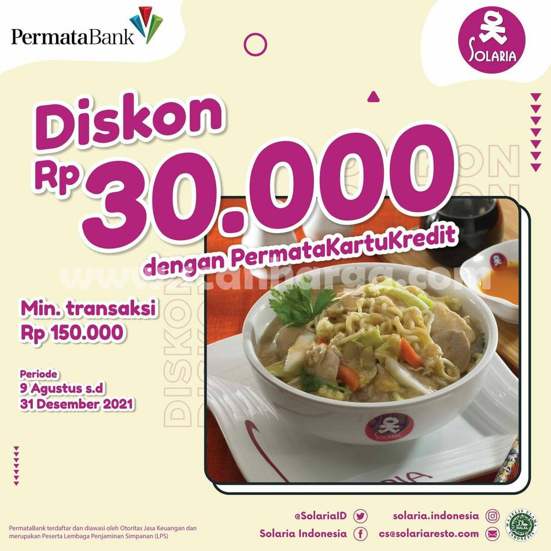 SOLARIA Promo Kartu Kredit Permata Bank Diskon Rp30.000