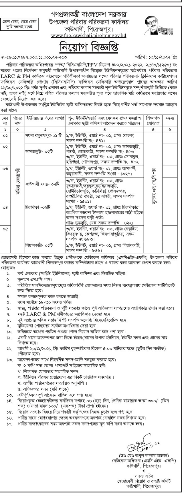 Family Planning Job Circular 2022-2023 - Upazila Family Planning Office Job Circular 2022-2023 - উপজেলা পরিবার পরিকল্পনা কার্যালয় নিয়োগ বিজ্ঞপ্তি ২০২২-২০২৩ - স্বাস্থ্য ও পরিবার পরিকল্পনা অধিদপ্তরে নিয়োগ বিজ্ঞপ্তি ২০২২-২০২৩ - Union Family Planning Job Circular 2022-2023 - Family Planning Job Circular 2022-2023 - ইউনিয়ন পরিবার পরিকল্পনা নিয়োগ ২০২৩ সার্কুলার - সরকারি চাকরির খবর ২০২৩ - Govt Job Circular 2023