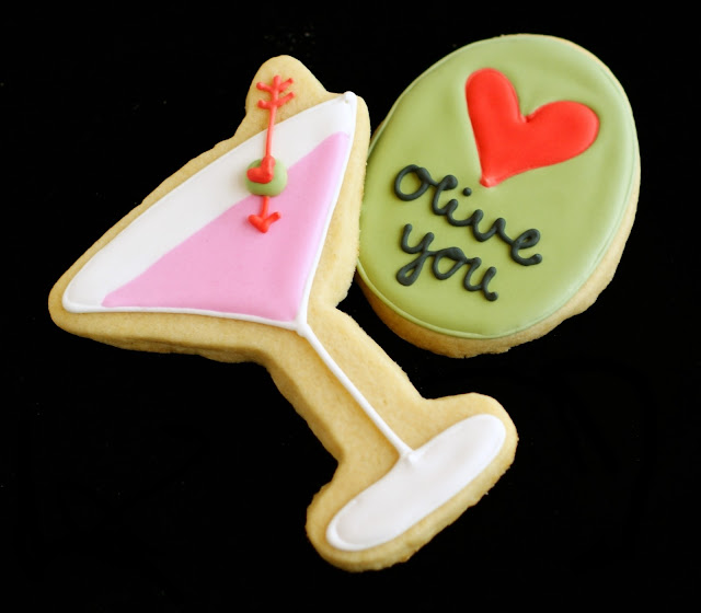 olive you! martini-theme valentine cookies