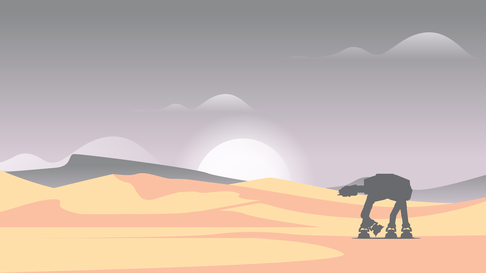 stunning minimalist AT-AT desert scene from Star Wars