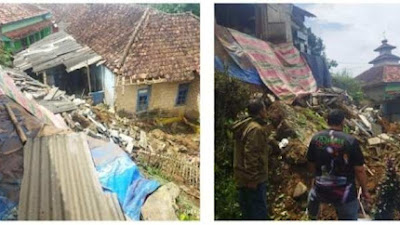 Akibat Curah Hujan Terjadi Tanah Longsor di Perbatasan Desa Cibening dan Desa Gunung Bunder 1