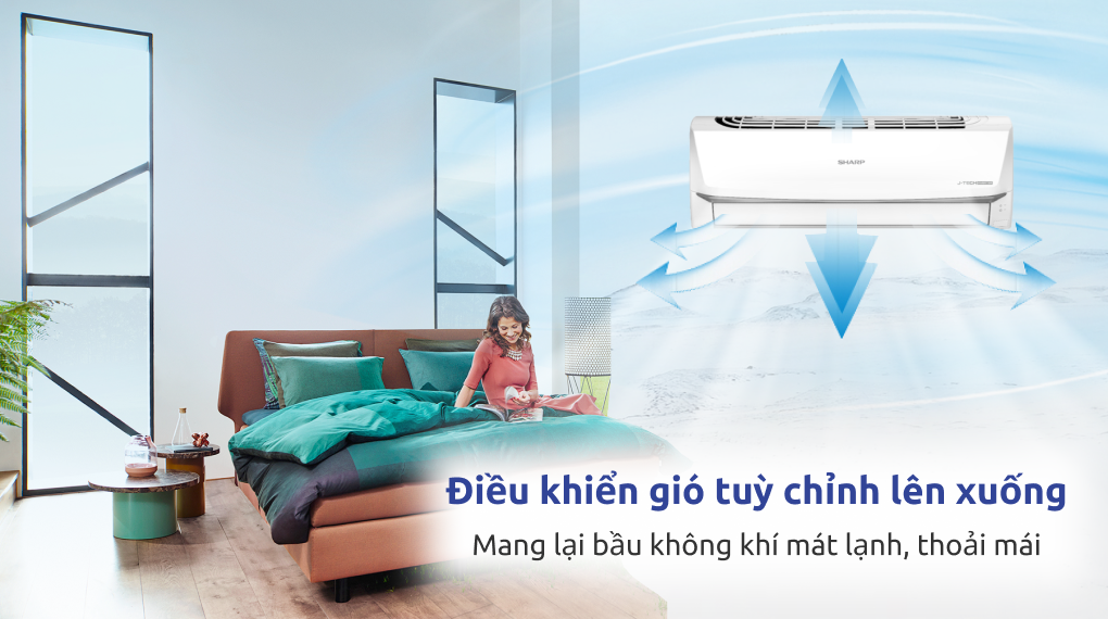 Điều hòa Sharp Inverter 9000 BTU AH-X10ZEW - Cơ chế thổi gió