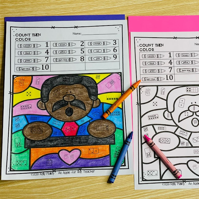 Marting Luther King Jr Color by Number Worksheets Subitizing