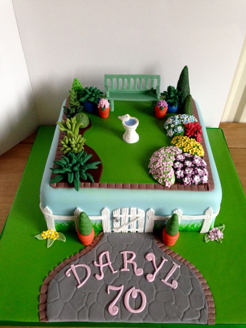 garden theme cake