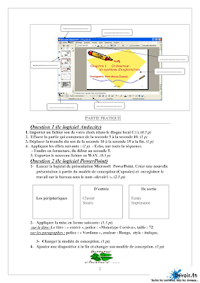 فرض مراقبة 2 اعلامية سنة 8 الثلاثي االثاني مع الاصلاح pdf  , devoir de controle 2 informatique 8ème année  avec correction pdf trimestre 2