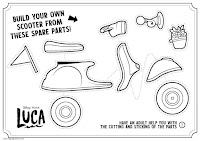 Luca activity sheet- Build your own scooter from these spare parts