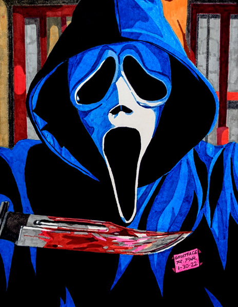 My drawing of Ghostface from SCREAM.
