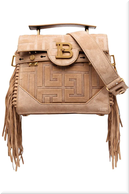 ♦Balmain BBuzz 23 beige suede jacquard signature fringed tote bag #balmain #bags #brown #brilliantluxury