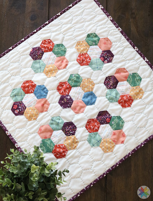 Hexie Flowers mini quilt from Make it Mini book by Bev McCullough made by A Bright Corner