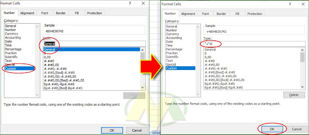 Cara Cepat Menambahkan Tanda Ples, Dollar dan Tanda Lainnya di Depan Angka Pada Kolom Excel.