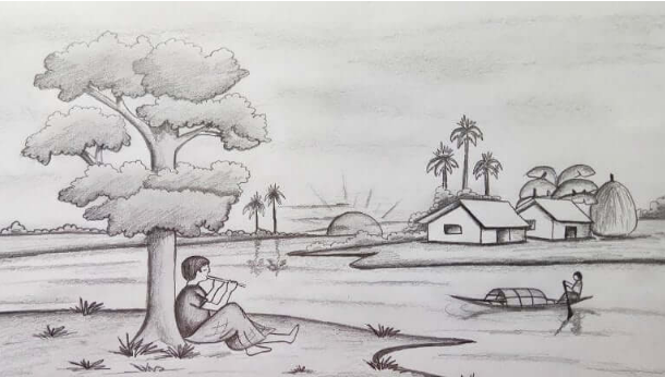 Sketsa Gambar Pemandangan