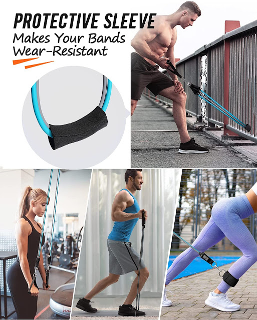 Adjustable, Exercise Bands Fitness Workout with Wide Handles, Door Anchor