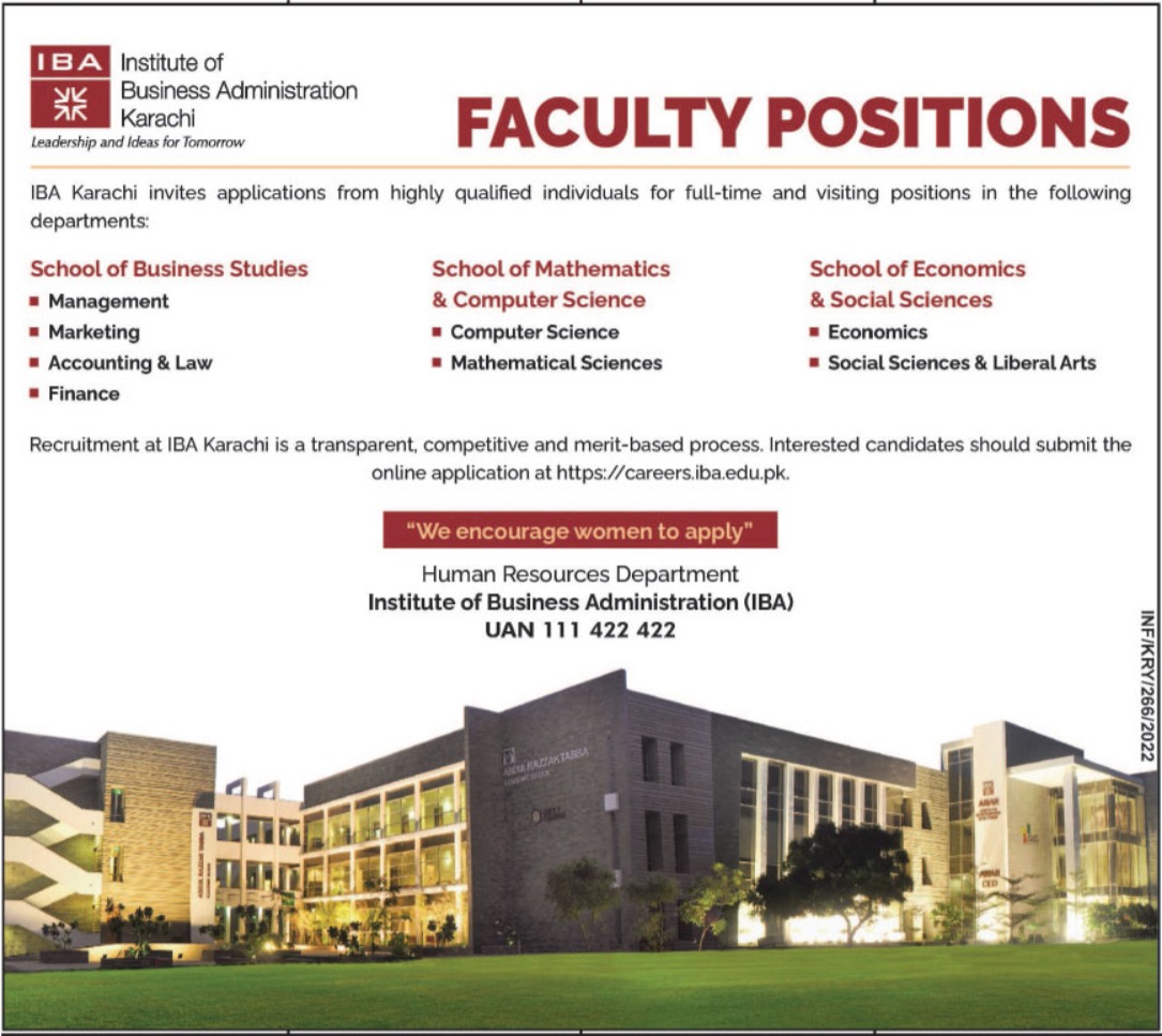 Instituite of Business Administration IBA Karachi Jobs 2022