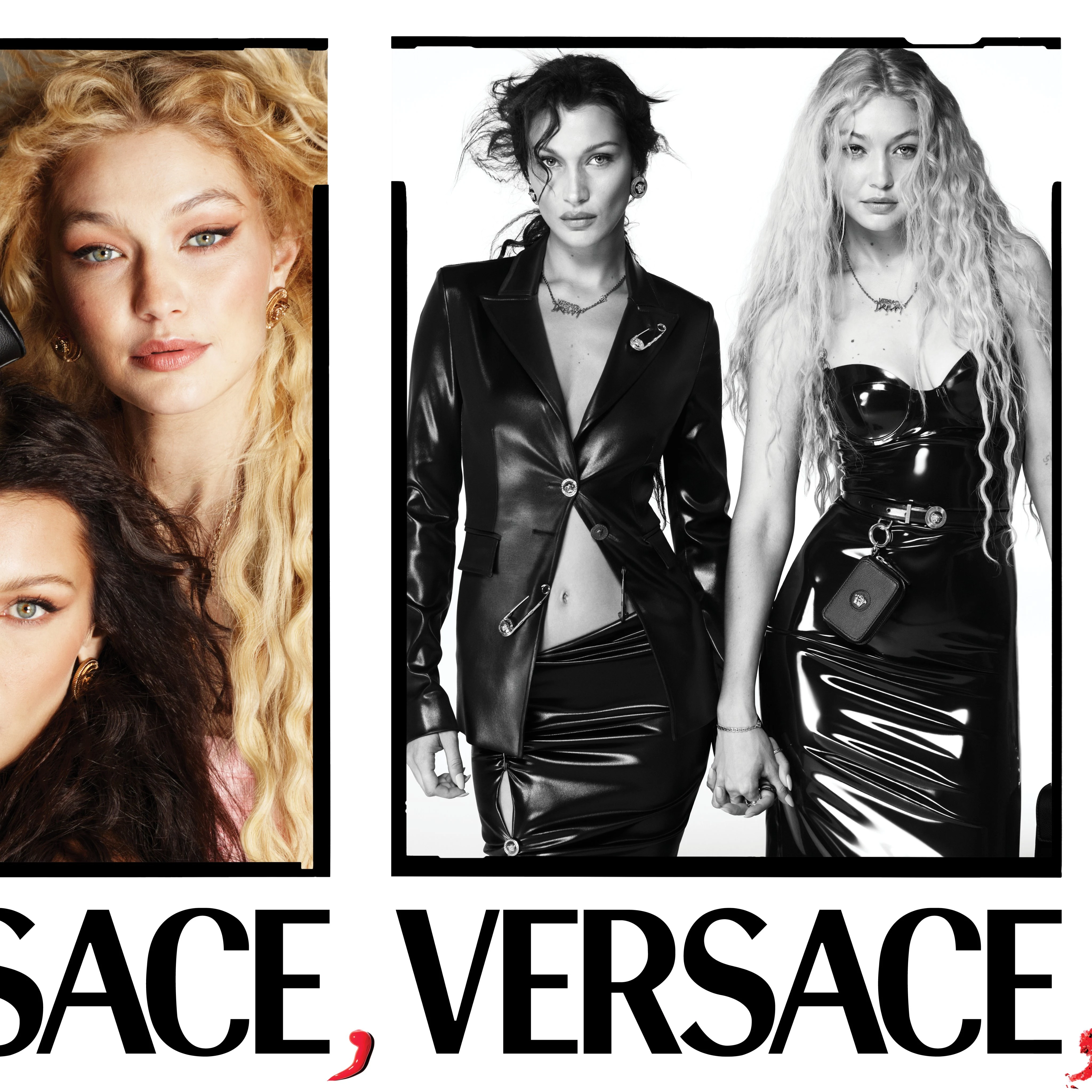 Gigi and Bella Hadid in Versace’s spring 2022 advertising campaign