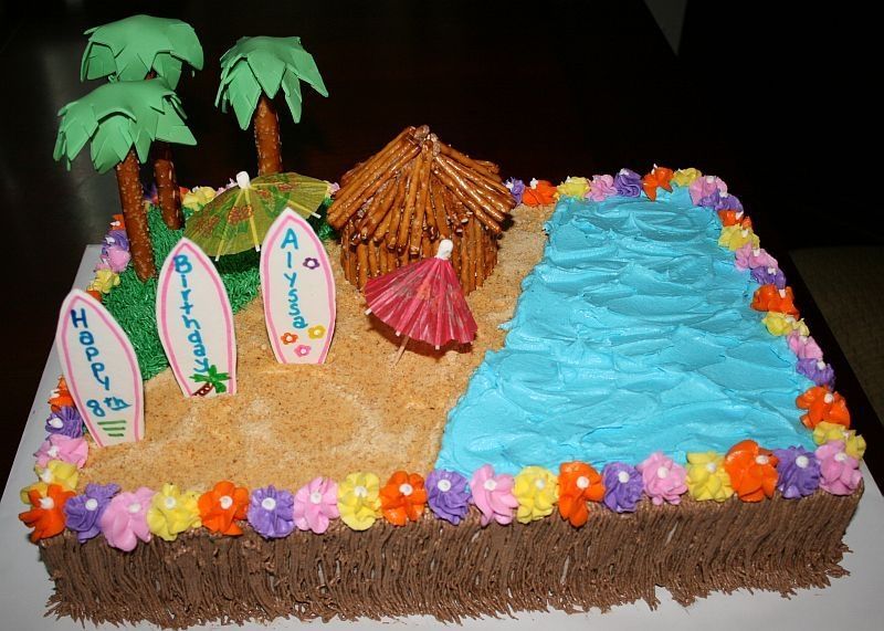 simple beach theme cake