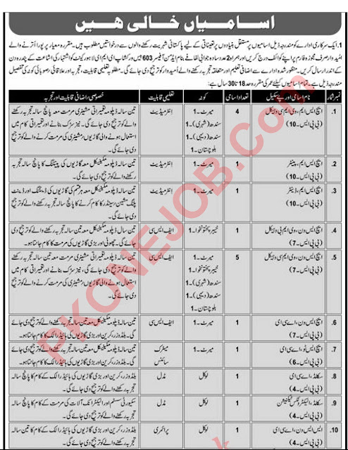 Pak Army 603-Base Workshop EME Lahore Jobs-2021