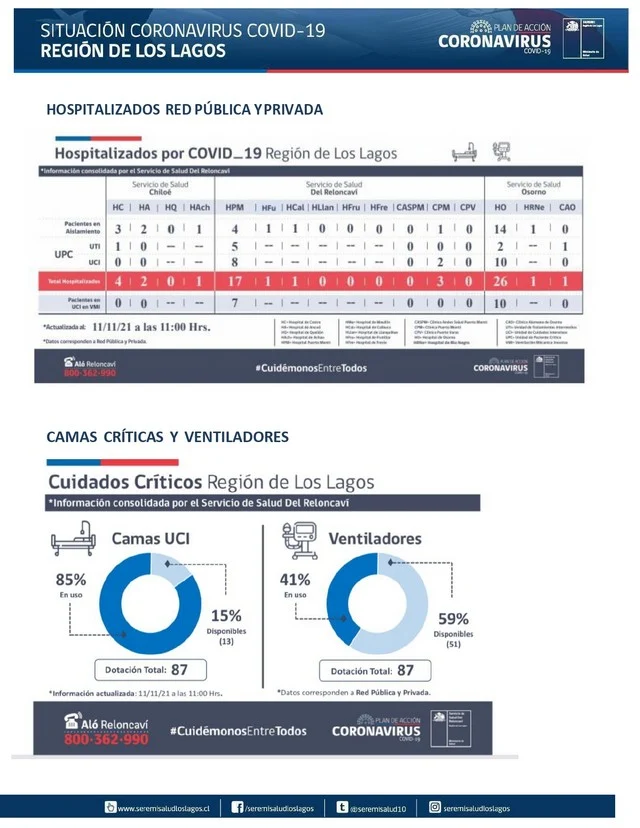 COVID19: Región de Los Lagos - Reporte 11 de noviembre 2021