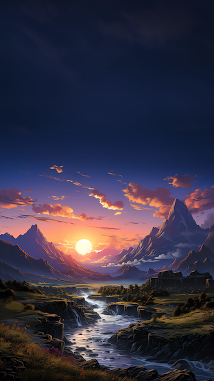 Spectacular Valley Sunset Wallpaper - Nature's Marvel on iOS and Android: