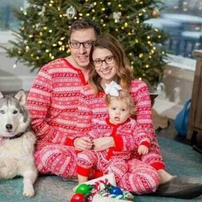 Traje de padre e hijo de Navidad, pijamas de dos piezas