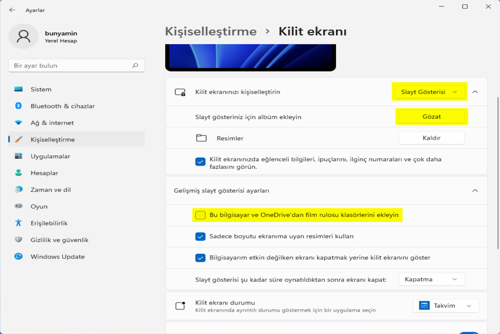 Windows 11'de Kilit ekranı arka planı nasıl değiştirilir