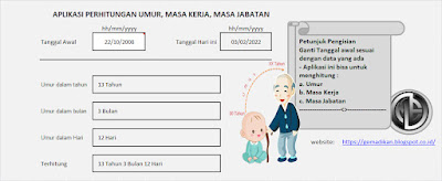 Aplikasi hitung umur, hitung masa kerja keseluruhan