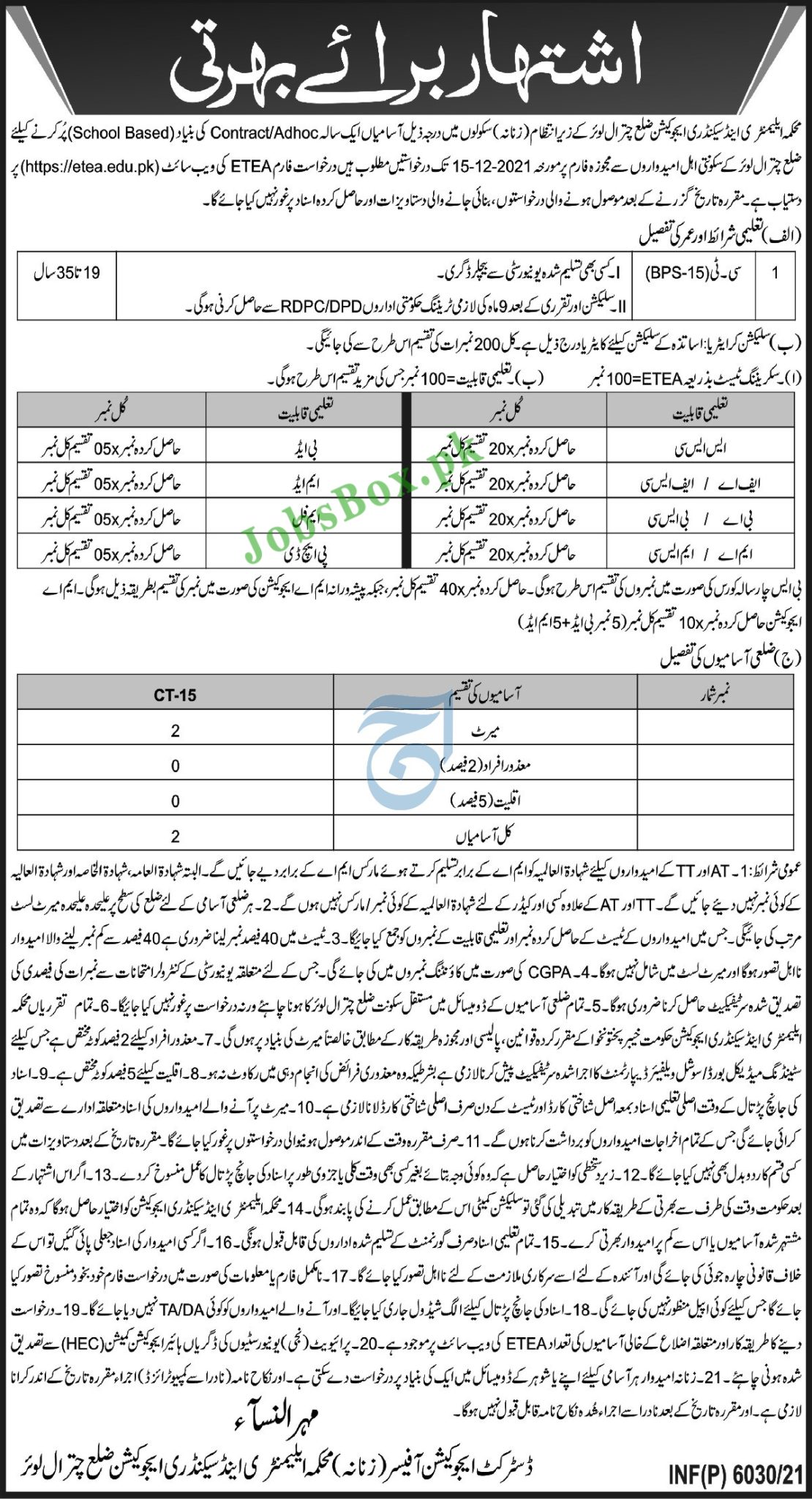 www.etea.edu.pk - Elementary & Secondary Education Department KPK Jobs 2021 in Pakistan