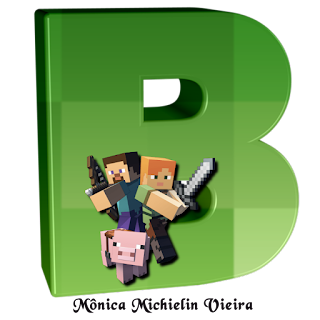 Abecedario Verde con Personajes de Minecraft.
