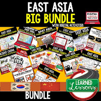 World Geography East Asia Bundle, Anchor Charts, Games, Guided Notes, Digital Choice Boards, Google Classroom, Word Walls