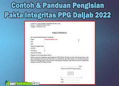 Contoh dan Panduan Pengisian Pakta Integritas PPG Daljab 2022