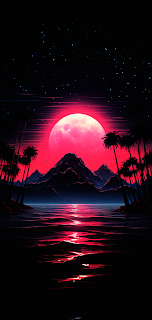 Black OLED iPhone Wallpaper - Summer Synthwave Vibe