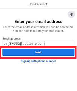 Enter temporary email address in facebook