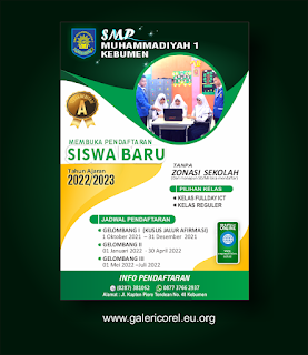 CONTOH DESAIN PAMFLET PPDB SEKOLAH TAHUN AJARAN 2022/2023 KEREN FORMAT CDR GRATIS