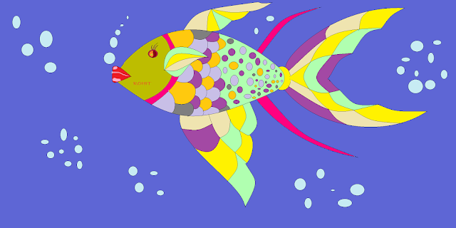 Fish drawing in computer paint