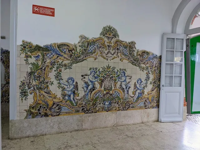 Lisbon Day Trip to Sintra: tiles in the Sintra Train Station