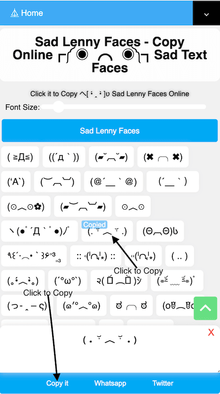 How to Copy ●︿● Sad Lenny Faces?