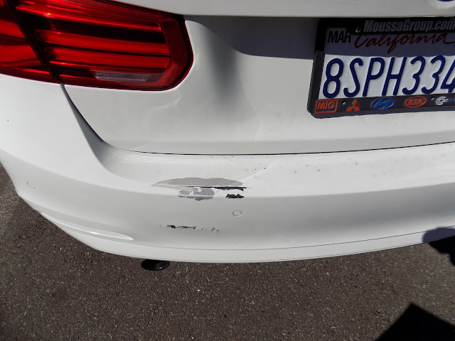 2017 BMW 320I Rear Bumper Damage before repairs at Almost Everything Autobody