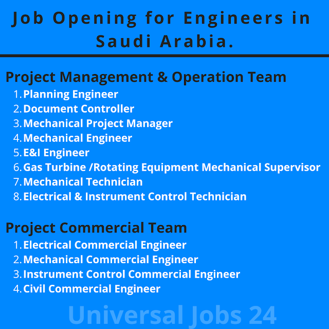 Job Opening for Engineers in Saudi Arabia