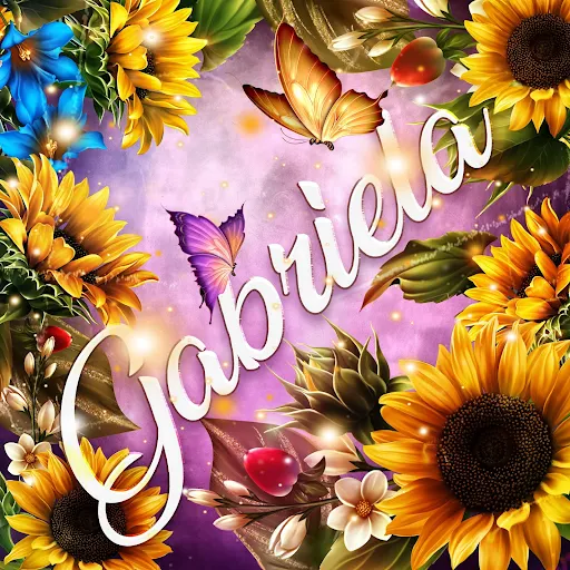 imágen con el nombre fransy con fondo de girasoles y mariposas para descargar gratis