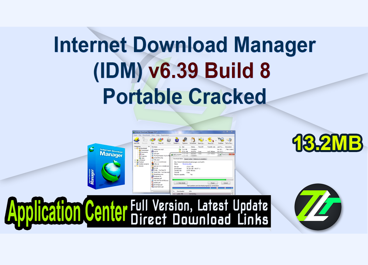 Internet Download Manager (IDM) v6.39 Build 8 Portable Cracked