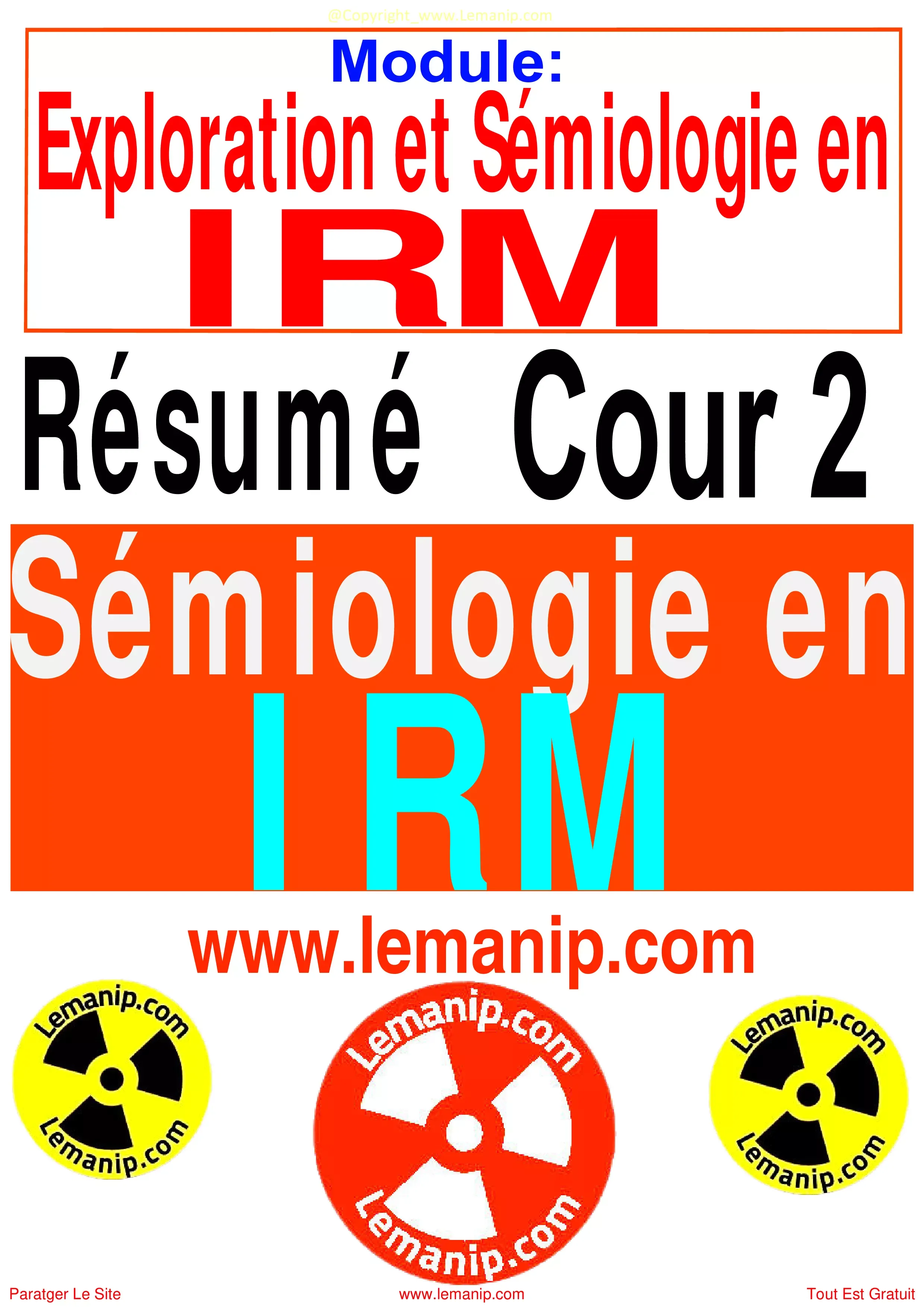 Cour 2 Du Module Exploration et Sémiologie en IRM