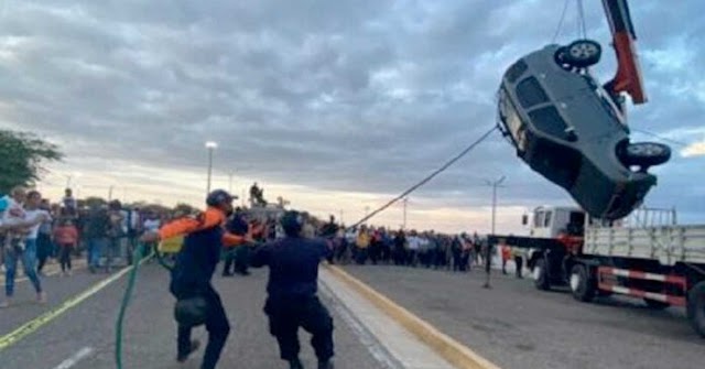 Vehículo cayó al Lago de Maracaibo con dos ocupantes a bordo