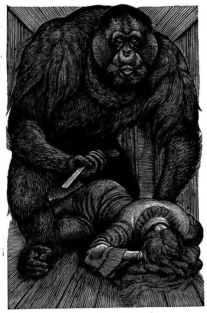 a Fritz Eichenberg illustration, Murders in the Rue Morgue