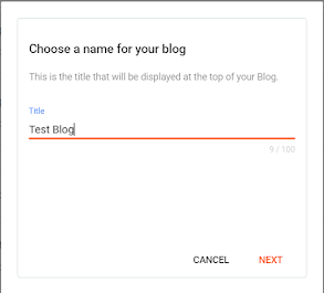 Write a name of your blog on blogger