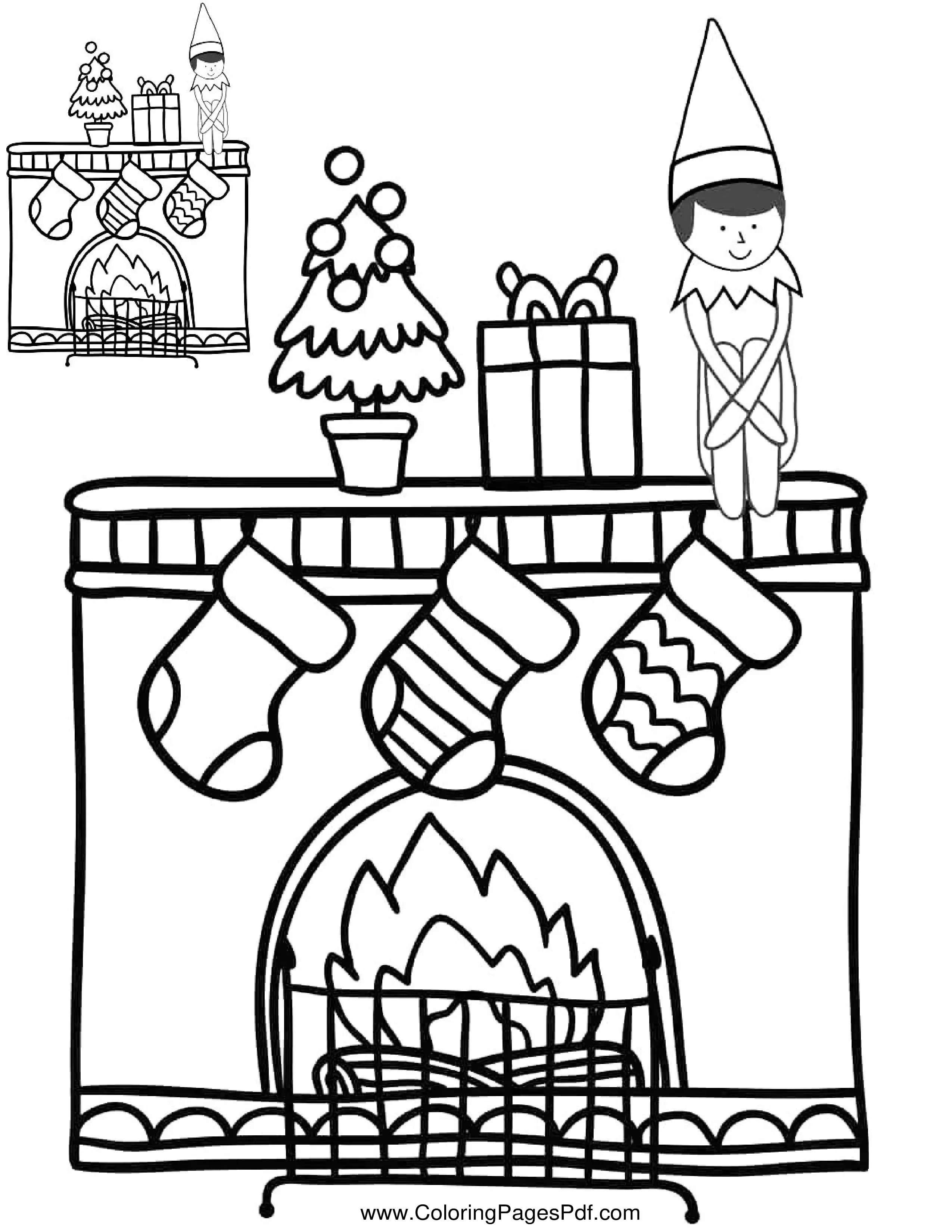 Cute elf on the shelf coloring pages