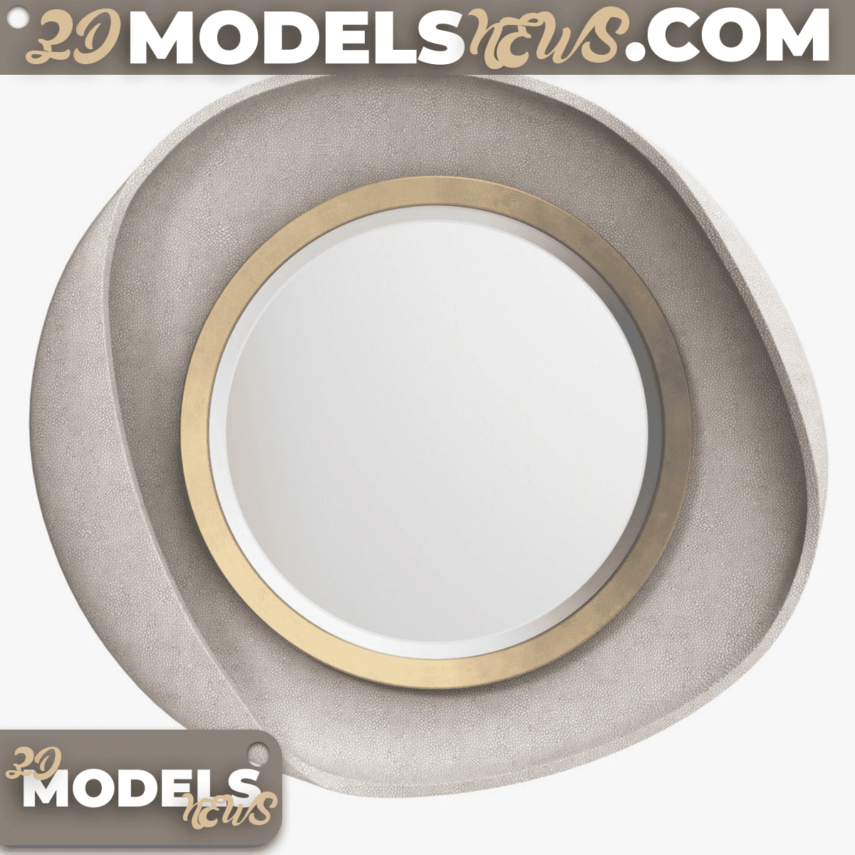 Petal mirror model in cream shagreen 1
