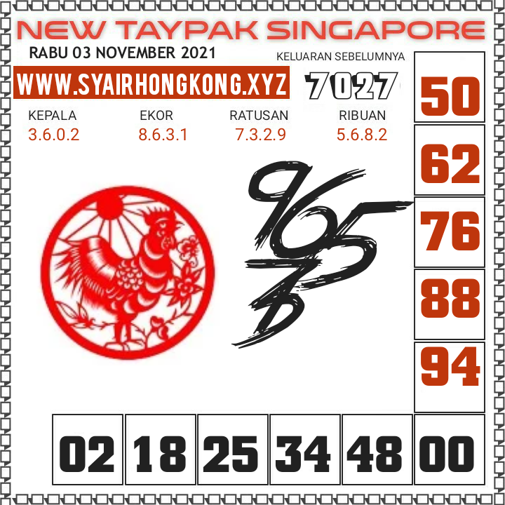Prediksi New Taypak Singapore Rabu 03 November 2021