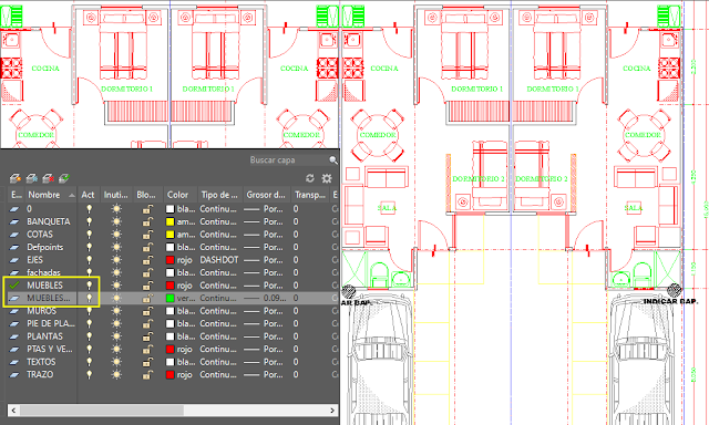 Capas activas en AutoCAD