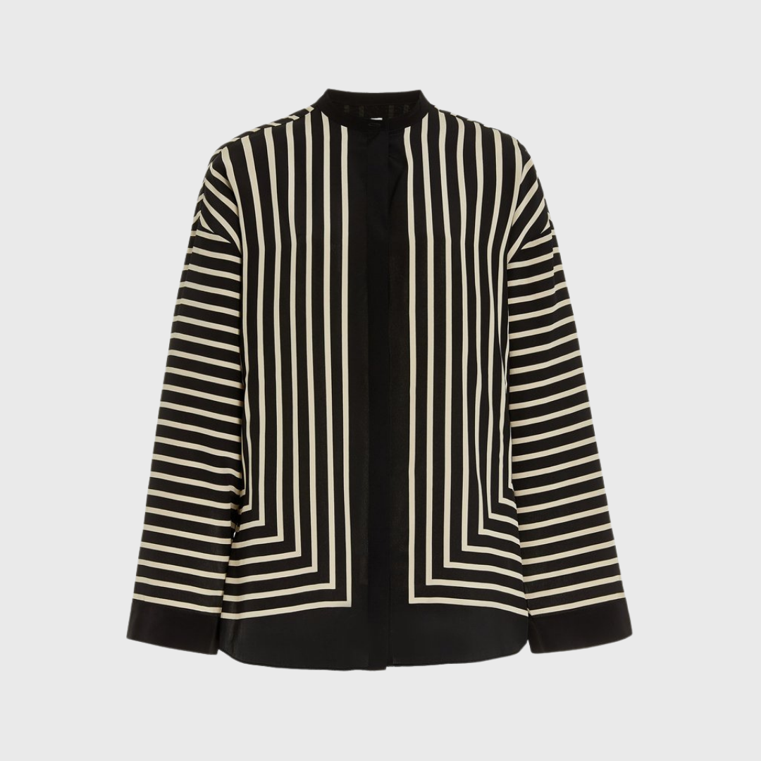 striped silk jacquard blouse