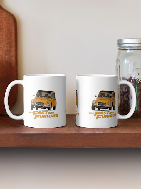 Fast & Furious inspired "Not Fast just Furious" text with cornering Dyane mugs.