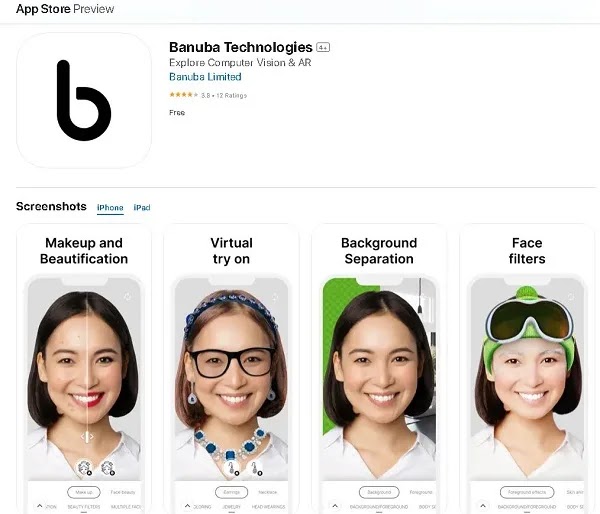 تطبيق مكياج الوجه Banuba iPhone من أجل المتعة